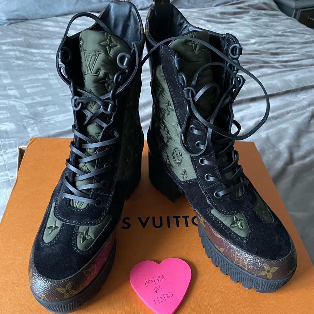 Louis vuitton laurete platform desert boots Khaki